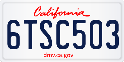 CA license plate 6TSC503