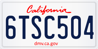 CA license plate 6TSC504