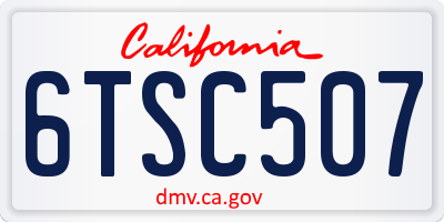 CA license plate 6TSC507