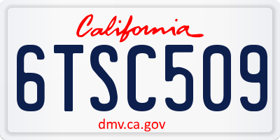 CA license plate 6TSC509