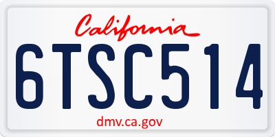 CA license plate 6TSC514