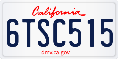 CA license plate 6TSC515