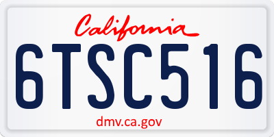 CA license plate 6TSC516