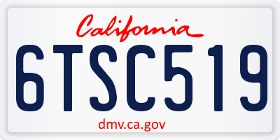 CA license plate 6TSC519