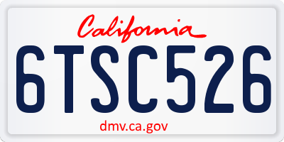 CA license plate 6TSC526