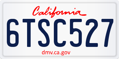 CA license plate 6TSC527