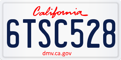 CA license plate 6TSC528