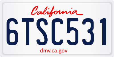 CA license plate 6TSC531