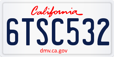 CA license plate 6TSC532