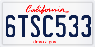 CA license plate 6TSC533