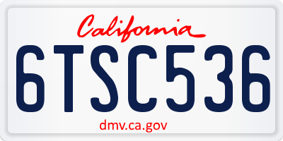 CA license plate 6TSC536