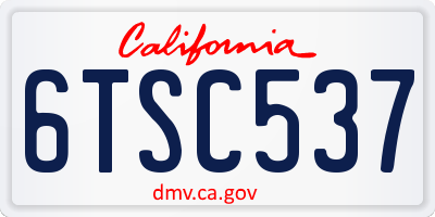 CA license plate 6TSC537
