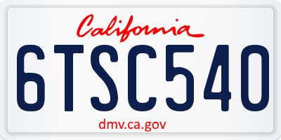 CA license plate 6TSC540