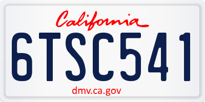 CA license plate 6TSC541