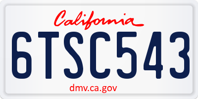 CA license plate 6TSC543