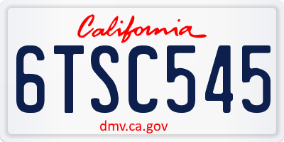 CA license plate 6TSC545