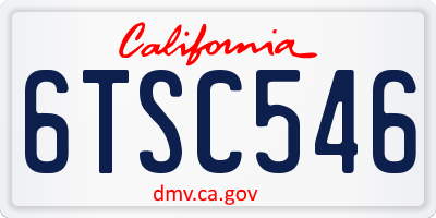CA license plate 6TSC546