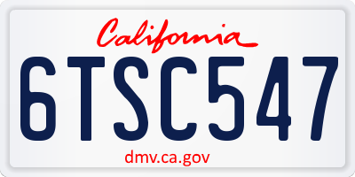 CA license plate 6TSC547