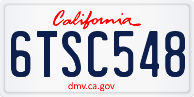 CA license plate 6TSC548