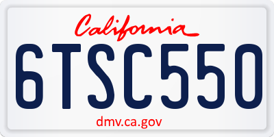 CA license plate 6TSC550