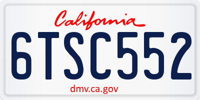 CA license plate 6TSC552