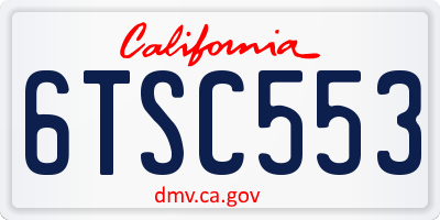 CA license plate 6TSC553