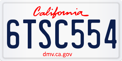 CA license plate 6TSC554