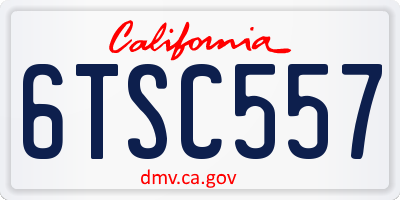 CA license plate 6TSC557