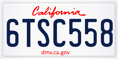 CA license plate 6TSC558
