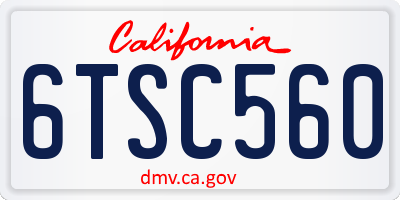 CA license plate 6TSC560