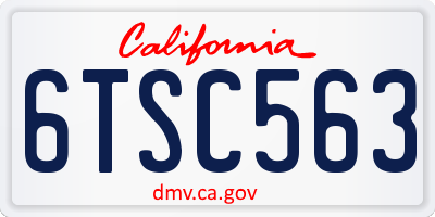CA license plate 6TSC563