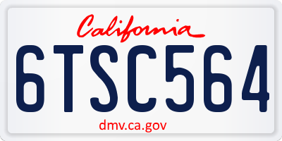 CA license plate 6TSC564