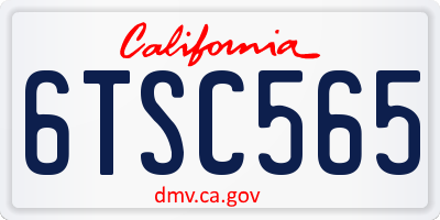 CA license plate 6TSC565