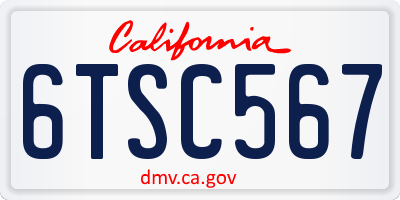CA license plate 6TSC567