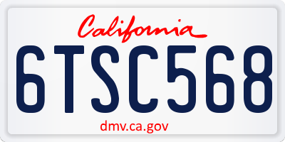 CA license plate 6TSC568