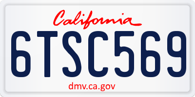 CA license plate 6TSC569