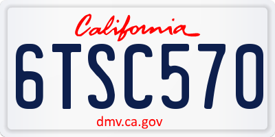 CA license plate 6TSC570