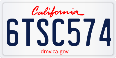 CA license plate 6TSC574