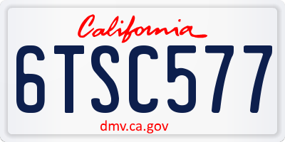 CA license plate 6TSC577