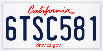 CA license plate 6TSC581