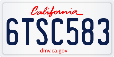 CA license plate 6TSC583