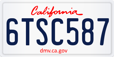 CA license plate 6TSC587