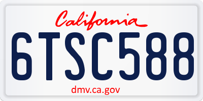 CA license plate 6TSC588