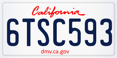 CA license plate 6TSC593