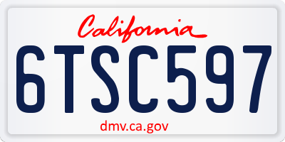 CA license plate 6TSC597