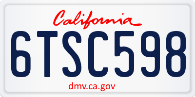 CA license plate 6TSC598