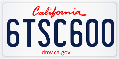 CA license plate 6TSC600