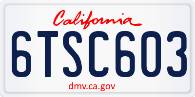 CA license plate 6TSC603