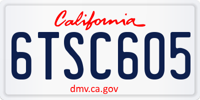CA license plate 6TSC605