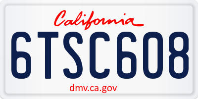 CA license plate 6TSC608